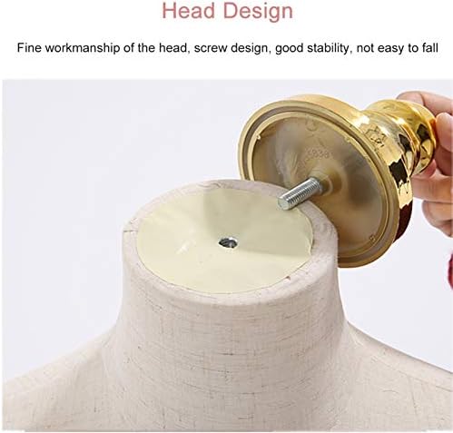 Miniatura 6 de Adjustable Height Female Mannequin Torso with Gold Tripod Stand & Head, for Shop Display and Dress Fitting with Wood Arms-S