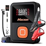 Jump Starter with Air Compressor, 1500A Portable Car Battery Charger for 6L Gas/4L Diesel, 150PSI Tire Inflator 12V 8000mAh Jump Box with 5 Modes Flashlight and LED Display for Car Emergency Use