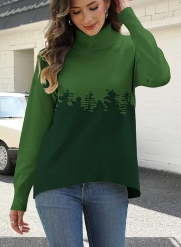 Image of ANFTFH Womens Turtleneck Sweater 2025 Ribbed Knit Top Pullover Sweaters