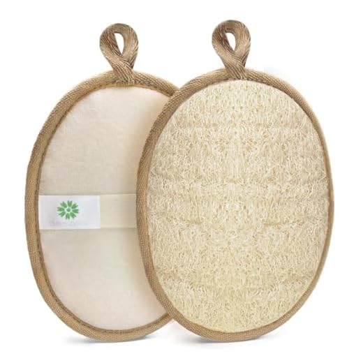 Natural Loofah Sponge Exfoliating Body Scrubber (2 Pack), Made with Eco-Friendly and Biodegradable Shower Luffa, Large Exfoliator Pad for Women and Men