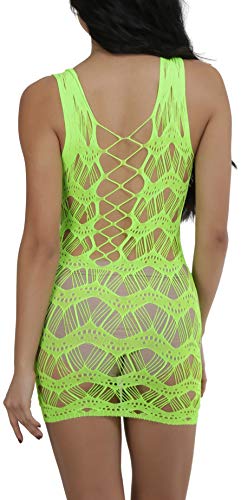 Image of ToBeInStyle Women's Stretch See Through Fishnet Novelty Mini Rave Party Dress