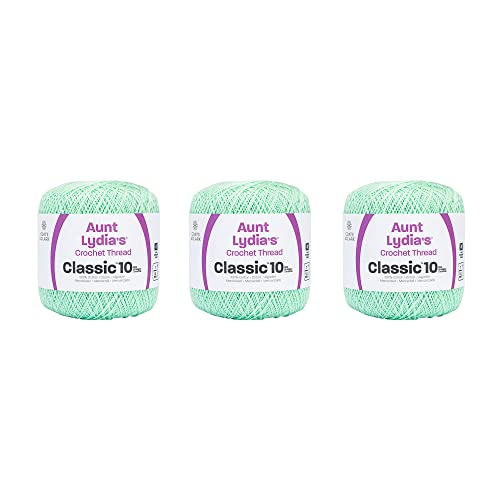 Image of Aunt Lydia's Classic 10 Cotton Crochet Thread, Mint Green, 3-Pack