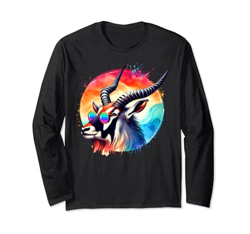 Cool Tie Dye Gafas de sol Roan Antelope Ilustración Arte Manga Larga