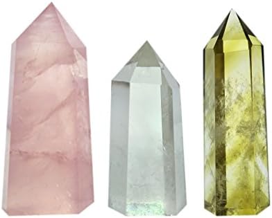 Mina Heal Crystal Wand Set, 3 PCS, Quartz, Clear Quartz & Yellow ...