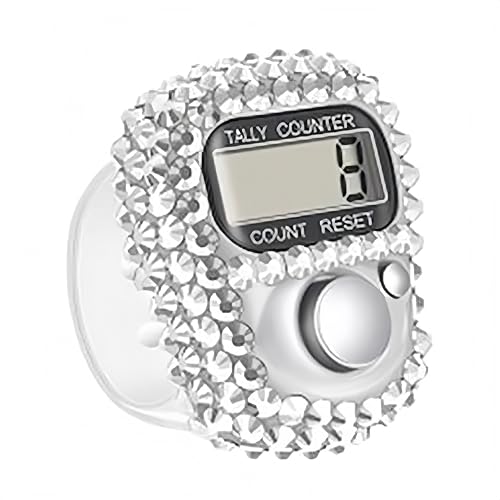 Electronic Finger Tally Counter Clicker Counter,Convenient Portable Digital Display Tally Counter,Resettable Mini Lap Counter for Golf Goods Counting Accessories,Track and Field Lap Counters (silvery)