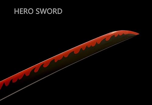 Miniatura 6 de Espada Demon Slayer, Katana samurái de acero al carbono 1060 hecha a mano, hoja de corte afilada de metal de espiga completa, espada de anime