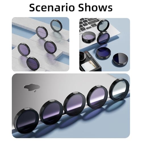 NEOSOU Zestaw 5-pak filtrów PL ND do akcesoriów Osmo Action 5 Pro, CPL+ND8+ND16+ND32+ND64 osłona obiektywu do DJI Action 5 4 3, wielowarstwowa/HD szkło optyczne/zatrzaskowe/metalowa ramka