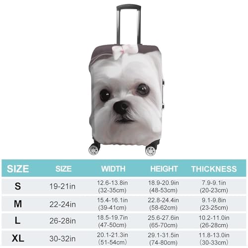 Lovely Maltese Dog Luggage Covers Elastic Suitcase Cover Protector Cute Travel Suitcase Protector Anti-scratch Fits 19-32 Inch Luggage M2