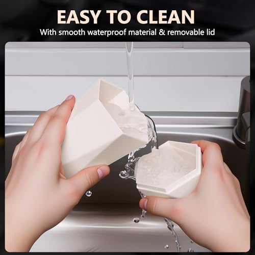 Image of Car Trash Can with Lid - 2-Pack, Interior Accessories for Vehicles, Leakproof Garbage Can with 30 Detachable Trash Bags, Multipurpose Organizers and Storage Solutions for Home and Office (Beige)