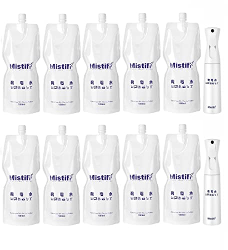 ミスティフィ 魔電水 アルカリ電解水 マルチクリーナー 強力洗浄 除菌 消臭 油汚れ対応 キッチン・浴室・家具用 詰め替え可能 1000ml/袋×10袋 + 専用空容器2本
