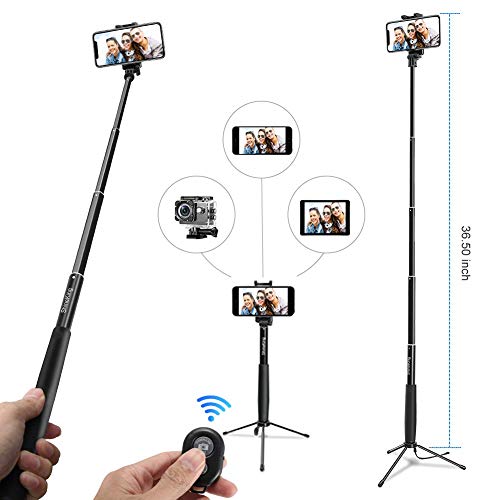 Mjiands Selfie Stick Tripod, 36 Inch Extendable Monopod Selfie Stick with Remote