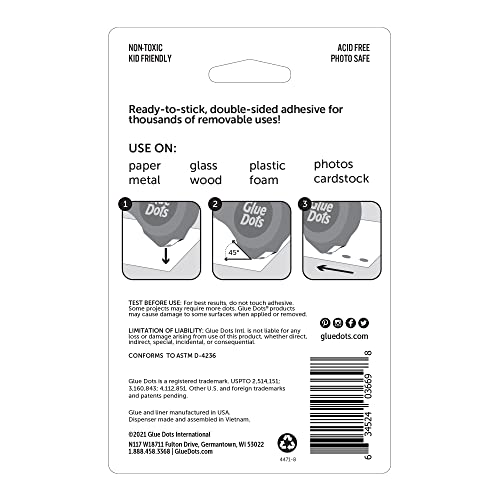 Glue Dots Removable Dot N' Go Dispenser With 200 (.375 Inch) Removable Adhesive Dots (03669E) #TOP2