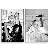 2pcs Trendy Wall Art Black and White Preppy Aesthetic Canvas Poster Vintage Fashion Feminist Pict...