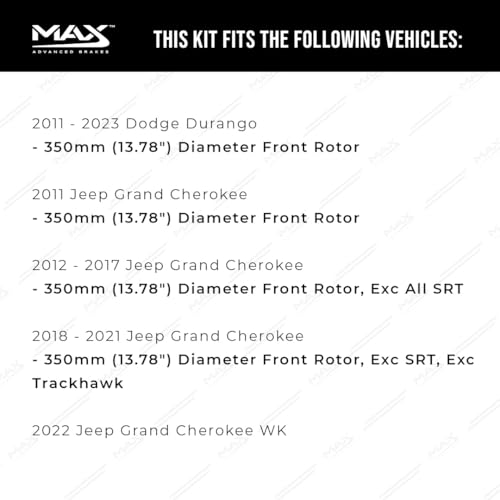 Image of MAX Advanced Brakes - Front Brake Kit For 2011-2022 Jeep Grand Cherokee, Dodge Durango (13.78 inch Dia Fr Rotors)| Carbon Ceramic Brake and Rotor Kit| Geomet Coated Cross-Drilled Brake Rotors