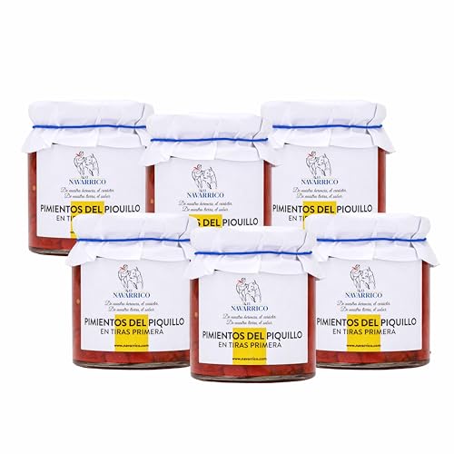 El Navarrico - Pimiento del Piquillo en Tiras Tradicional | Natural y Fresco | 200g (Pack de 6)