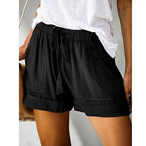 2023 Summer Casual Shorts for Women Drawstring Elastic Waist Beach Athletic Shorts Pocketed Comfy Cotton Lounge Shorts - Image 4