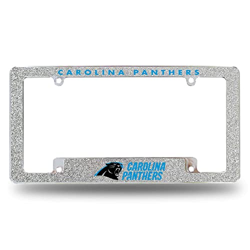 Rico Industries NFL Football Carolina Panthers Silver Chrome All Over Automotive Bling License Plate Frame , 12