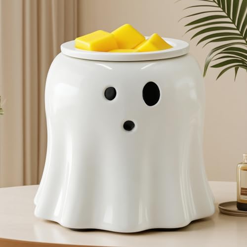 Ceramic Electric Wax Melt WarmerElectric Candle Warmer Melter for Scented Wax Cubes Cute Ghost Fragrance Oil Burner Halloween Candle Melter Warmer for Home Decor