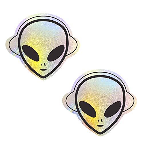 Neva Nude Kanye The Raver Alien Rainbow Holographic Nipztix Pasties Nipple Covers for Festivals, Raves, Parties, Lingerie and More, Medical Grade Adhesive, Waterproof and Sweatproof, Made in USA