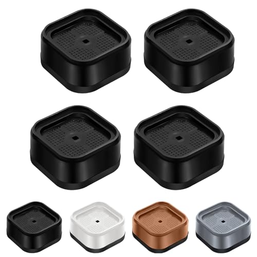 shouwuhho 4 Pack Furniture Risers Adjustable Bed Risers Heavy Duty Lifts Height 1", Square Stackable Bed Risers 1, 2 or 3 Inch for Desk Leg Table Couch Sofa Chair Bed Frame Legs Dorm, Black