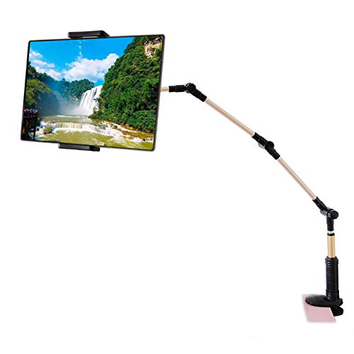 Wahah Table Mounted Foldable Phone Tablet Holder Tablet Holder Compatible with 4-14 Inches Smartphones Tablets, Hight Strength Aluminum Swivel Tablet Stand & Phone Holder?Tablet Stand