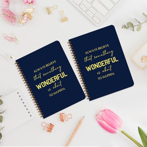 Image of 2Pcs Inspirational Journal, Motivational Notebook, 160 Pages Hardcover Notebooks for Writing Travel Business Office, Inspirational Gifts - always believe that something wonderful is about to happen