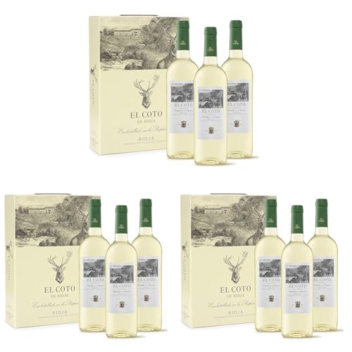 El Coto Estuche Regalo 3 botellas |Vino blanco D.O. Ca. Rioja | Variedad Viura, Verdejo y Sauvignon Blanc | Fresco, Fino y Afrutado | Estuche 3 botellas 750 ml (Paquete de 3)