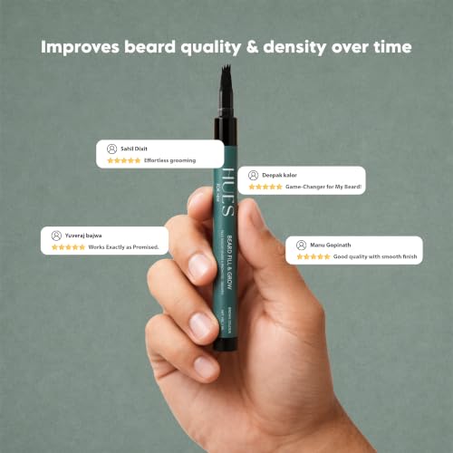 Image of Beard Fill & Grow | Beard Filler for Men with Growth Extract | Waterproof, Smudge-Proof, Long-Lasting Beard Pencil | Natural Look | Patchy Beard Solution | Made in India | Black