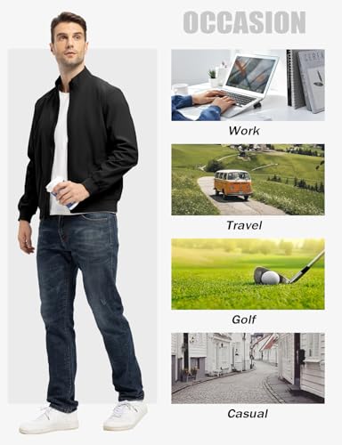 TBMPOY Men's Light Jackets Waterproof Bomber Work Jacket Causal Windbreaker Full Zip Golf Dress Outwear Coats 6