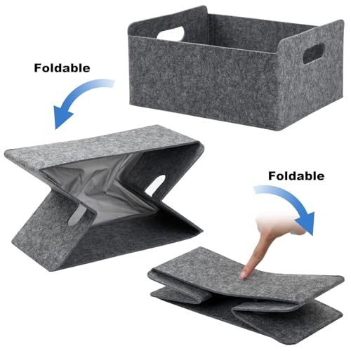 Nivofu Felt Bag with Thickened Base, Foldable Organizer Basket, Lightly Open Storage Bin Box for Clothing Books, Towel - Image 4