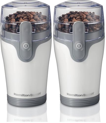 Image of Hamilton Beach Fresh Grind Electric Coffee Grinder for Beans,Spices and More,Stainless Steel Blades,Removable Chamber,Makes up to 12 Cups,White,(Pack of 2)
