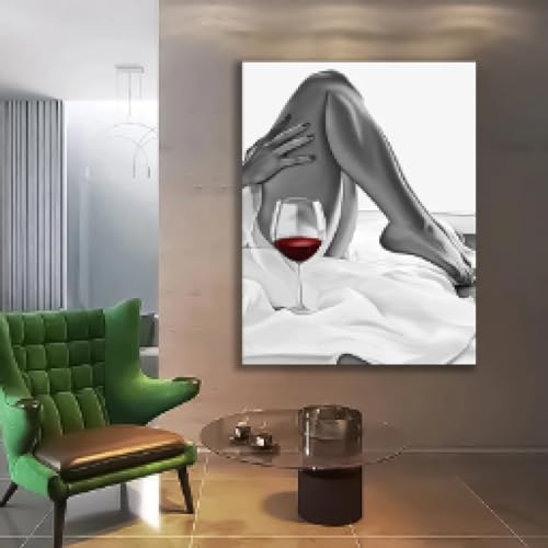 Impression de femme et verre de vin pour une atmosphère intime - 2