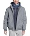 Tommy Hilfiger Men's Soft Shell Fashion Bomber with Contrast Bib and Hood, Heather Grey/Navy Bib, S