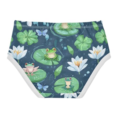 Wusikd Frogs Lilies Girls' Underwear Cotton Dragonflies Girls Briefs Soft Toddler Underwear 2T2