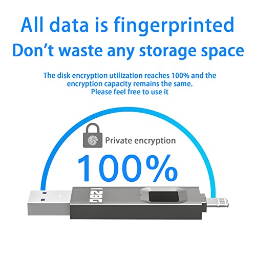 Yigorn 128Gb Encrypted Usb Drive,Fingerprint Flash Drive,Secure Password Protected U Disk, Usb Memory Stick, Usb Thumb Drive,Encryption Storage For Iphone/Ipad/Ipadmini/Mac/Pc #TOP3