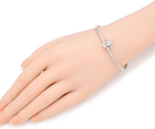 Miniatura 3 de 10 cuentas sueltas religiosas de ángel del amor con agujero grande (agujero de 0.177 in) espaciador de metal plateado antiguo para bricolaje