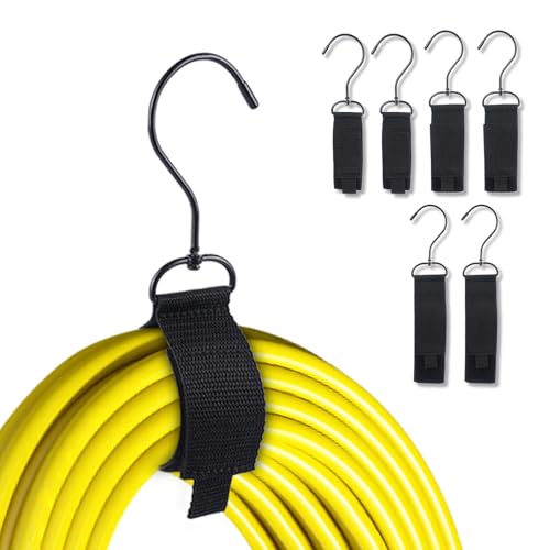 Generic Heavy-Duty Extension Cord Organizer with Slip Hooks and Cable Straps(Assorted 6-Pack)-Tool and Wire Management for Workshop and Garage Storage
