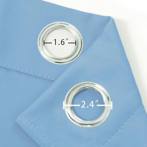 Image of LEMOMO Blackout Curtains 66 x 54 Inch Long Sky Blue Curtains Set of 2 Panels Room Darkening Curtains for Bedroom and Living Room