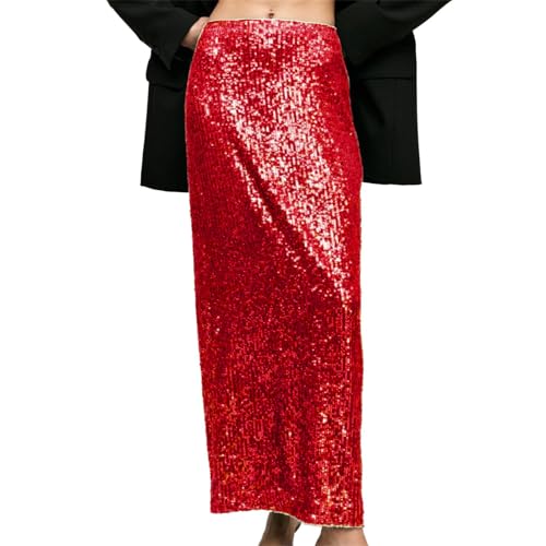 Jupe crayon rouge pour femme taille M avec fente arrière élégante