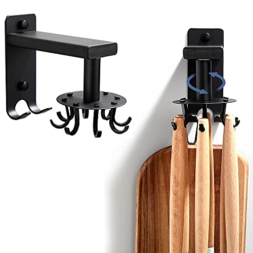 Wandmontiertes Besteckregal, Küchenregal, verstellbare Drehhaken, Wandhaken mit 8 abnehmbaren Haken und 2 festen schweren Haken für Löffel, Schneidebretter, Handtücher, Töpfe Cover