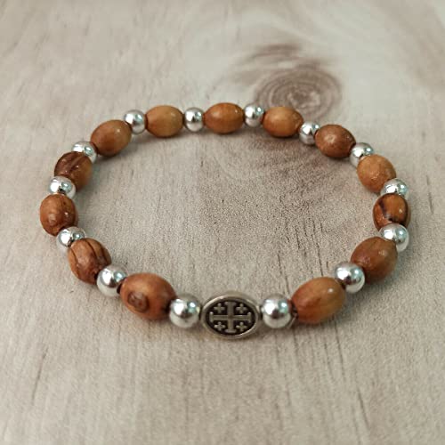 Bracelet Jerusalem Olive Wood Rosary Cross Holy Land Handmade Beads Catholic2