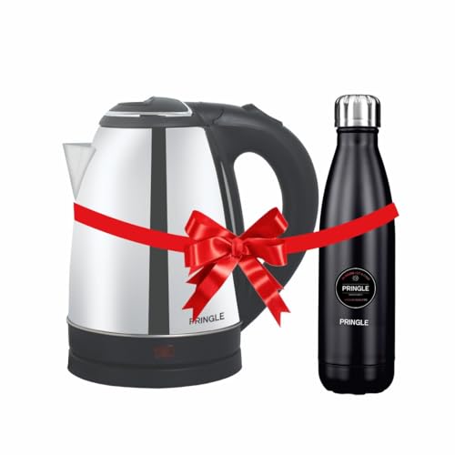 Image of Pringle Combo: Stainless Steel Electric Kettle (1.8 Litres, Silver) & Flipper Hydrosteel Flask (500 ml, Silver) (NEO+Laggon500MlBLK)