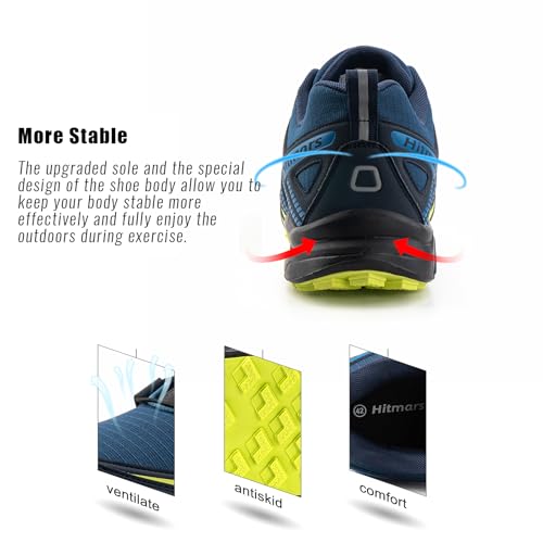 Hitmars Trailrunning Schuhe Männer Damen Trail Running Schuhe Herren Traillaufschuhe Trekkingschuhe Wanderschuhe Laufschuhe Unisex Blau-Grün EU 43