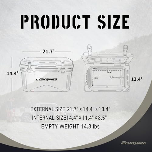 Image of EchoSmile 25 /30 /35 /40 /60 /75 Quart Rotomolded Cooler, Built to Stand up to The Rigors of The Journey