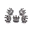 5 Pcs Clear on Gunmetal (Queen Crown)