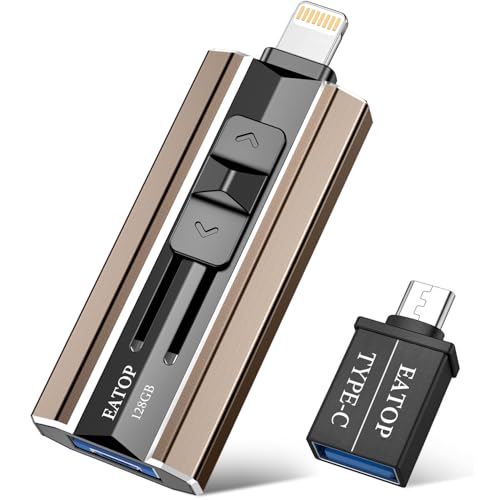 EATOP Flash Drive de 128 GB destinado a iPhone, iPad, Android e computadores, cartão de foto para ar