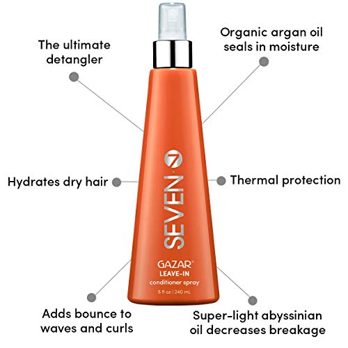Seven Leave In Conditioner Spray, Detangle And Moisturize, For Curly Hair Or Straight Hair, With Organic Argan Oil, Cruelty Free, Sulfate Free, Gazar, 8 Fl. Oz. #TOP4