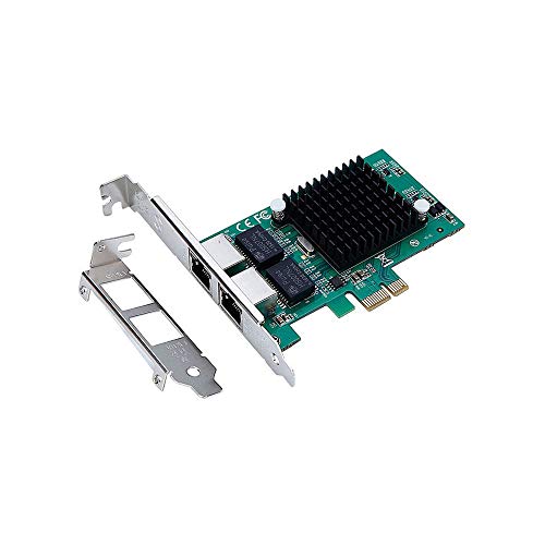 Tarjeta de Red X-MEDIA XM-NA3821 PCI-E de 2 puertos Gigabit Ethernet 10/100/1000 Mbps con interfaz PCI Express x1 y chipset Intel 82575 miniatura 1
