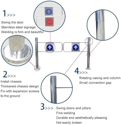 Stainless Steel Swing Gate - 90° One-Way Access Door for Supermarkets, Libraries & Public Spaces - Durable Metal Security Solution