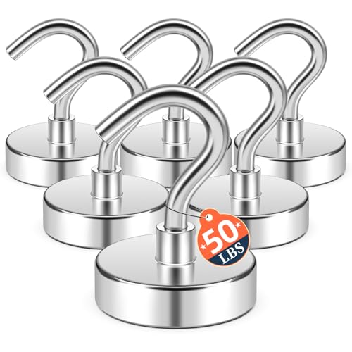 Image of FINDMAG Magnet Hooks, 50LB+ Magnetic Hooks for Hanging, 6 Pack Silver | Heavy Duty Magnetic Hooks for Cruise Cabins, Home, Classroom, Fridge, Travel, Ship and Locker, Cruise Essentials 2026